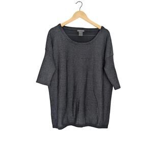 Lan Jaenicke Cotton Metallic Relaxed Fit Half Sleeve Sweater